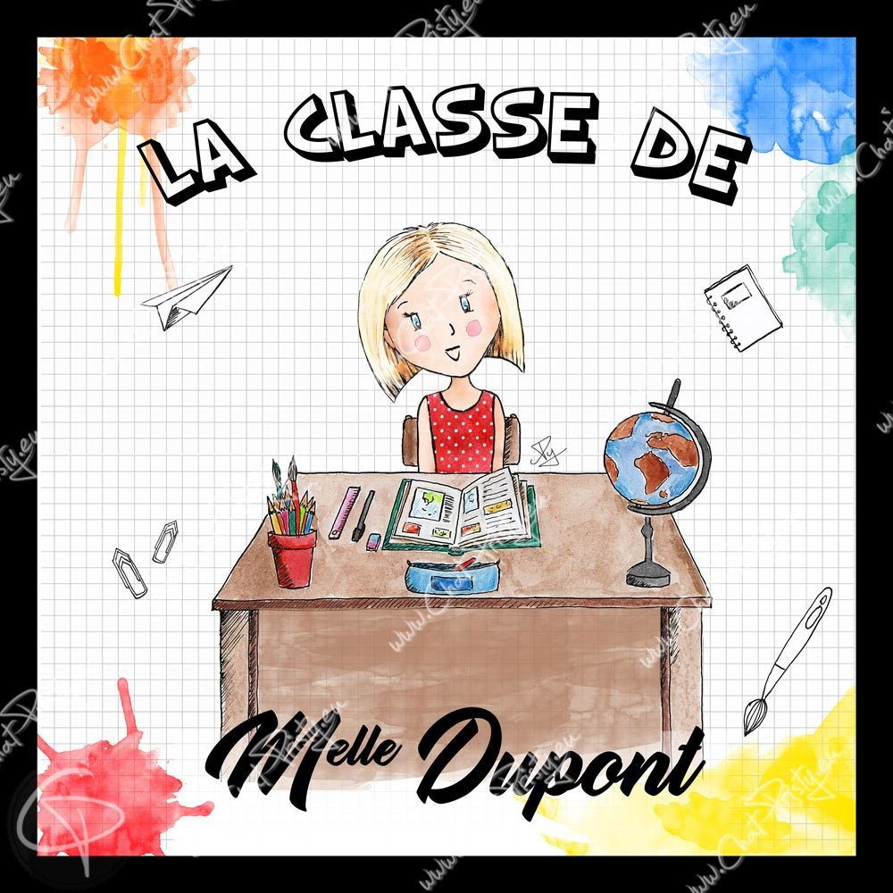 cadeau maitresse illustration personnalisée sur mesure